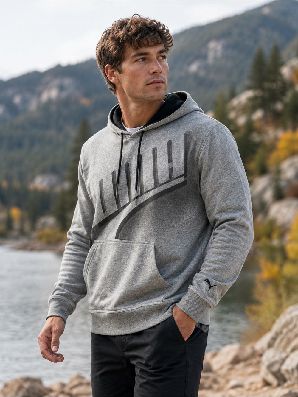 Puma Heather Gray Men’s Essentials Big Logo Hoodie